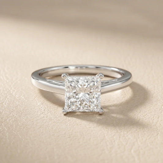 Iris Vintage Princess Diamond Engagement Ring in White Gold