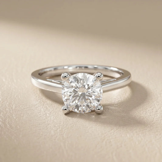Vintage Round Diamond Engagement Ring in White Gold