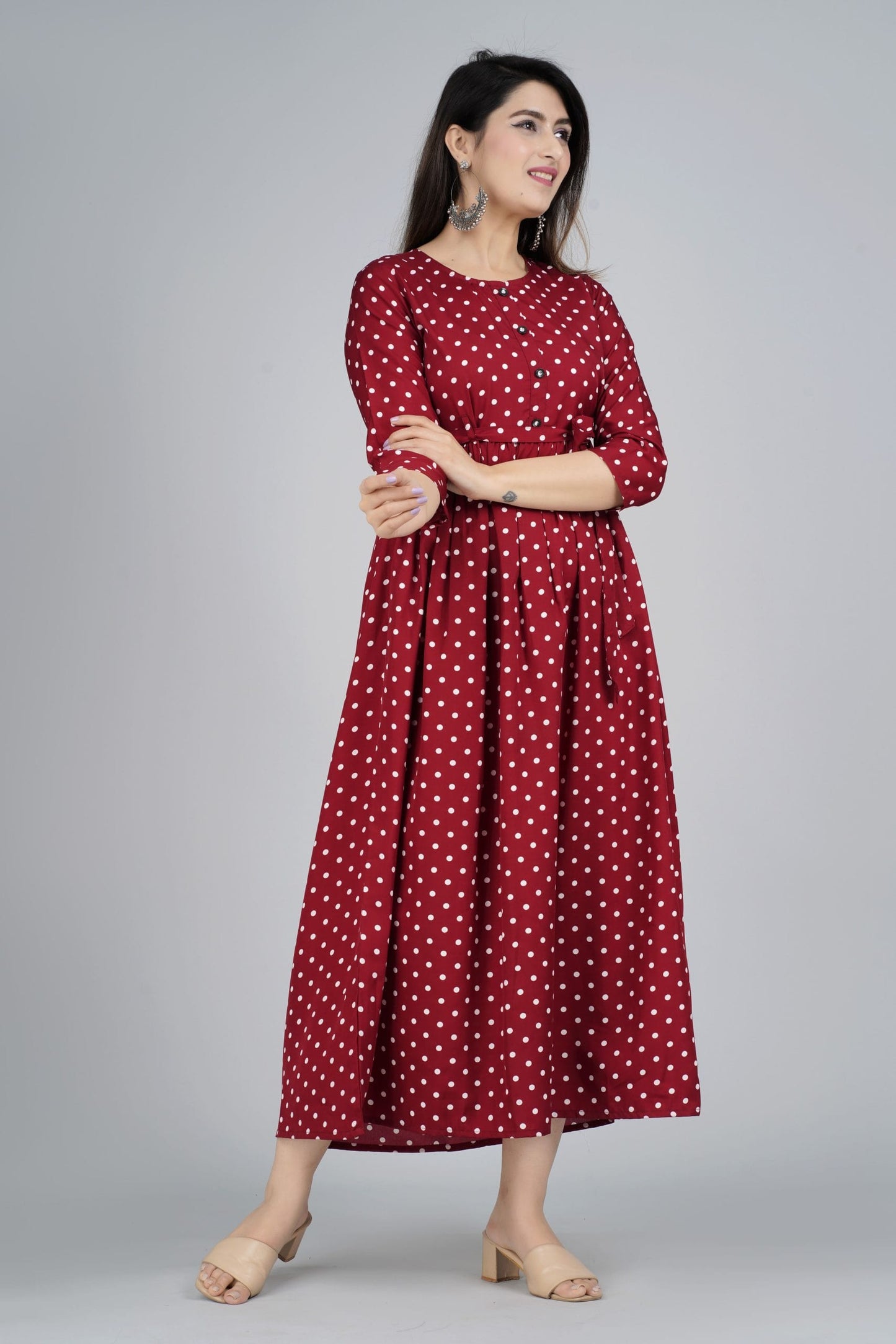 Avira Maroon Belted Anarkali Kurta - View 4
