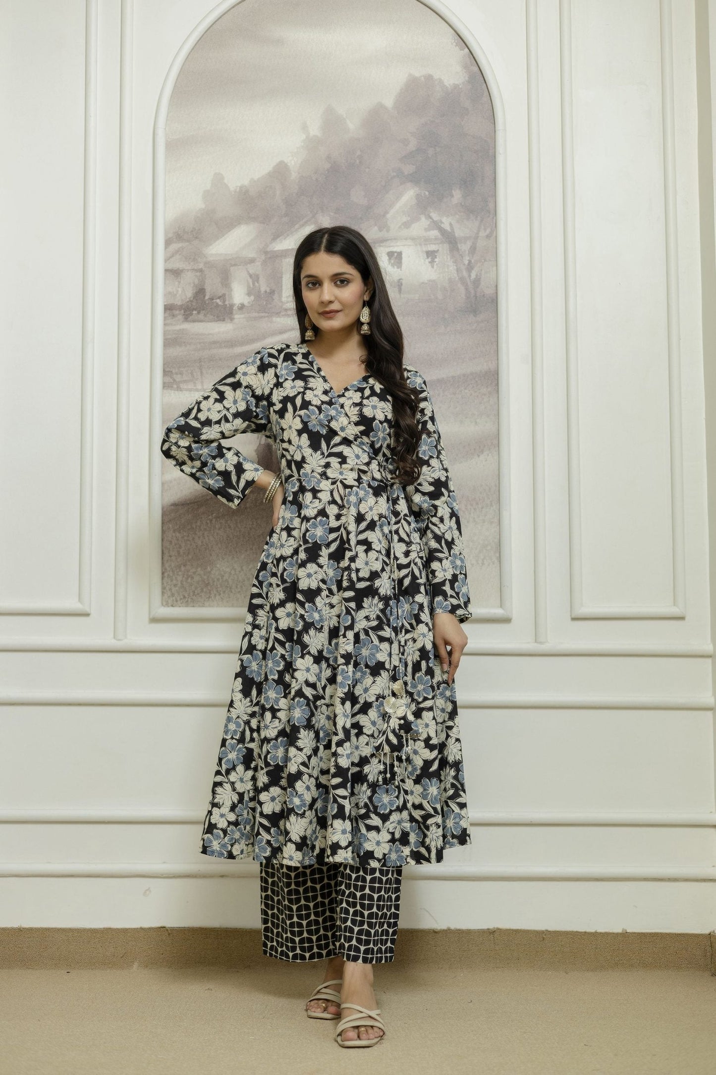 "Vibrant Yellow Kurta Set with Geometric Patterns and Matching Dupatta - Vaaki 4"
