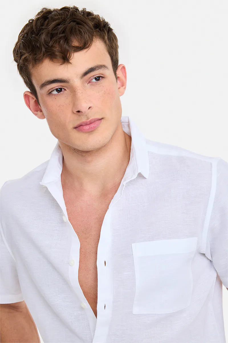 White Cotton Linen Shirt
