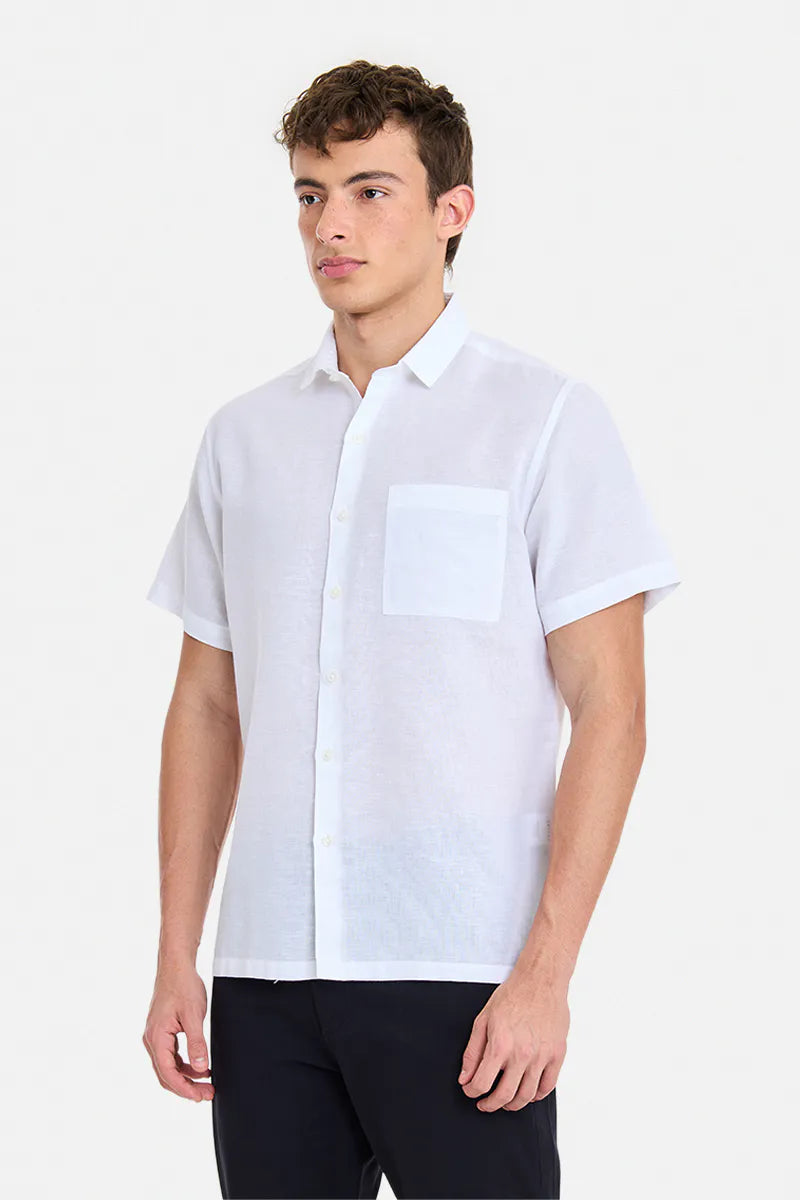 White Cotton Linen Shirt