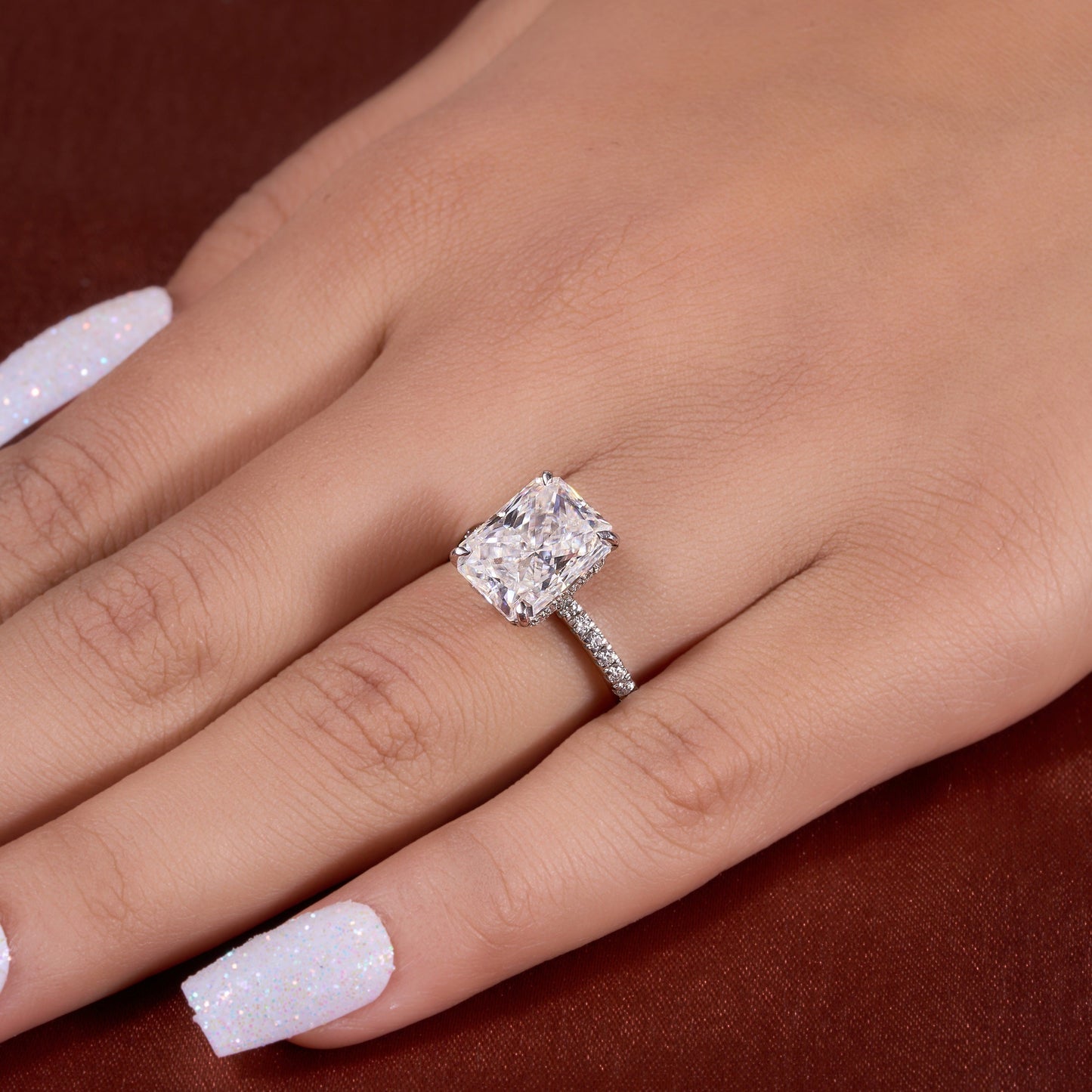 Elongated 3.15 Ct Radiant Cut Lab Grown Diamond Ring
