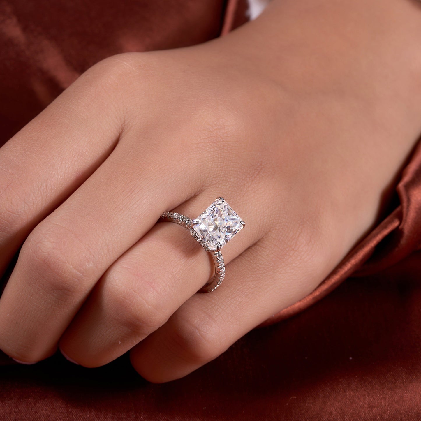 Elongated 3.15 Ct Radiant Cut Lab Grown Diamond Ring