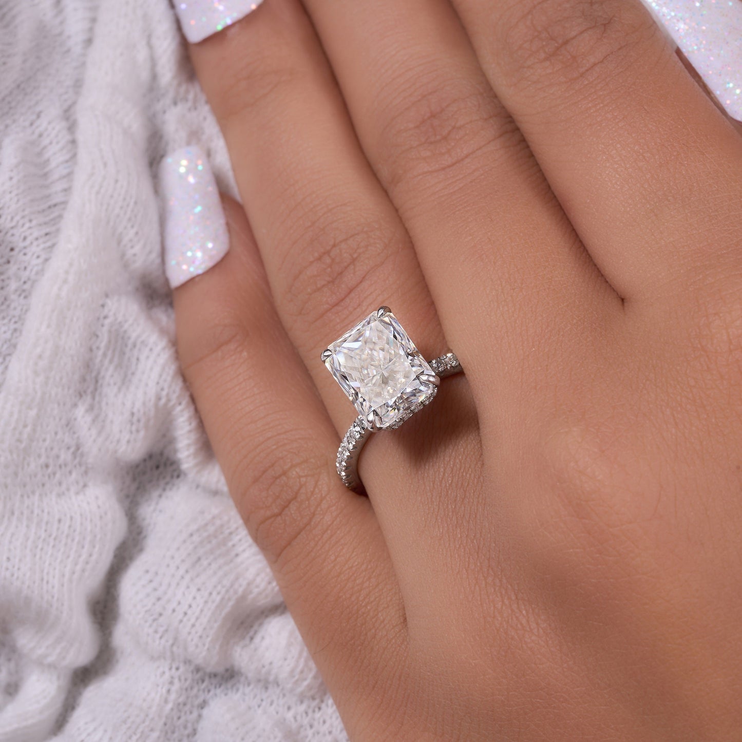 Elongated 3.15 Ct Radiant Cut Lab Grown Diamond Ring