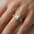 Eternal Embrace Solitaire Emerald Diamond Engagement Ring in Yellow Gold
