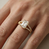 Eternal Embrace Solitaire Emerald Diamond Engagement Ring in Yellow Gold