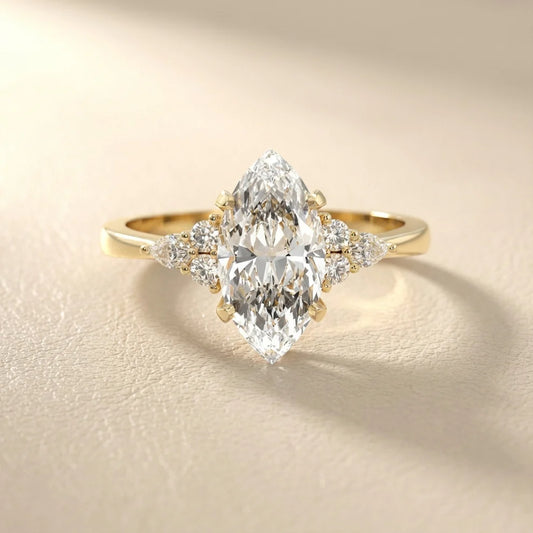 Three Stone Marquise Diamond Engagement Ring