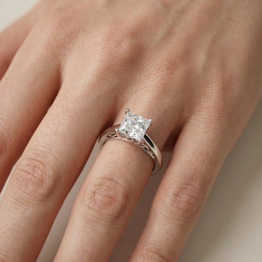Iris Vintage Princess Diamond Engagement Ring in White Gold