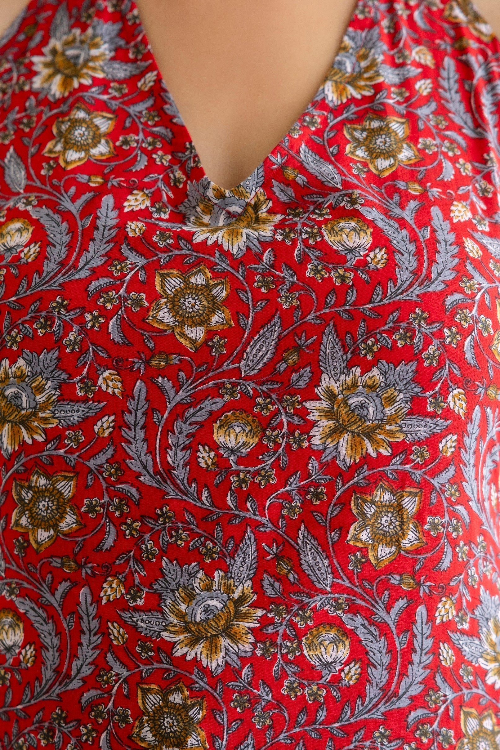 "Mohini Red Halter-Neck Corset Kurti"