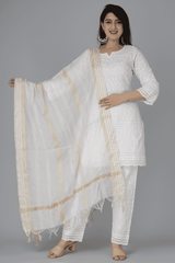 Nira Chikankari Kurti Pant & Dupatta Set