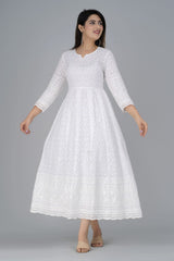 Avira White Chikankari Anarkali Kurta