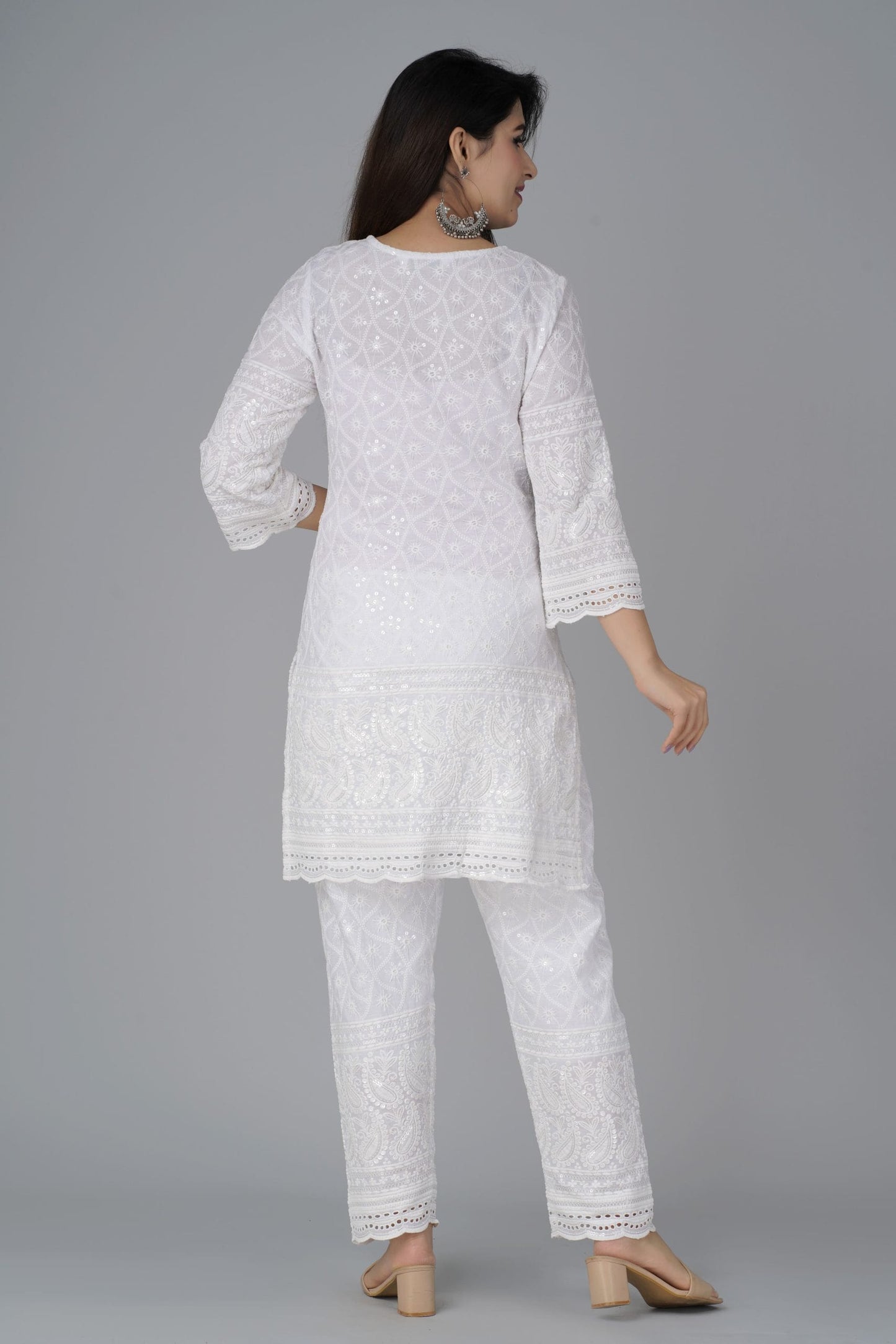 Nira Chikankari Kurti Pant & Dupatta Set - View 2