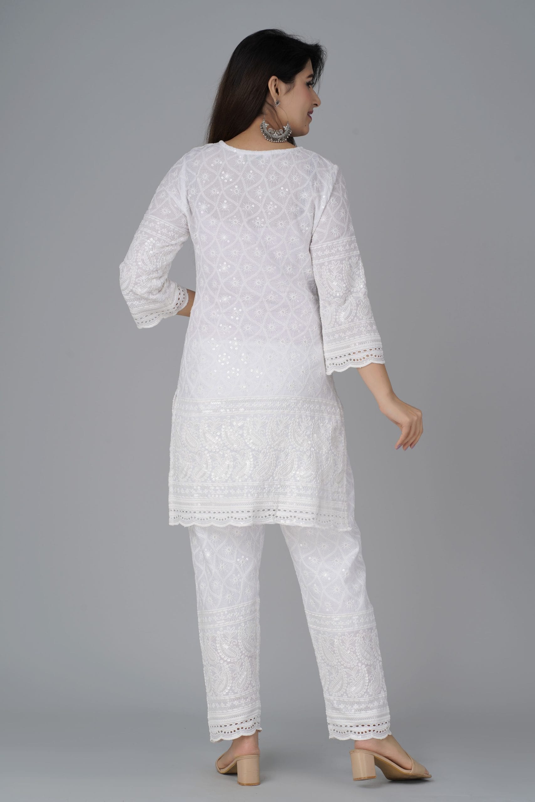 Nira Chikankari Kurti Pant & Dupatta Set - View 2