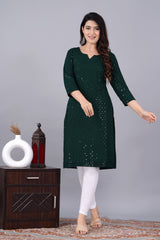 Noor Green Chikankari Kurti for Women